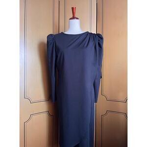 Vintage black dress with drape detail, size L